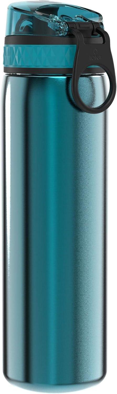 image:imageION8 Gourde Inox Lger 600ml Non Isol AntiFuite Facile Ouvrir Verrouillage Scuris Lavable au LaveVaisselle Poigne de Transport Durable Acier Inoxydable BleuAqua