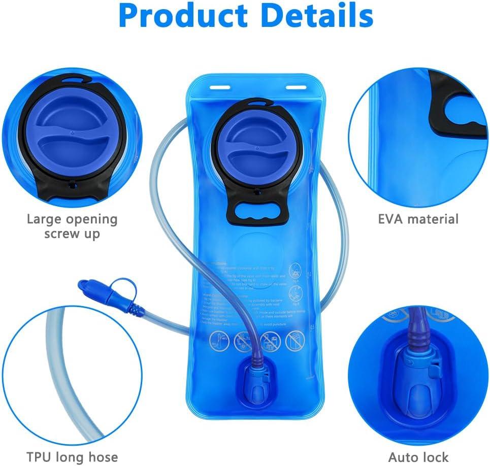 image:imageflintronic Poche Hydratation 2L Poche Eau Rservoir deau de Sport sans BPA Sacs Dhydratation Portable pour la Randonne Camping CyclismeBleu
