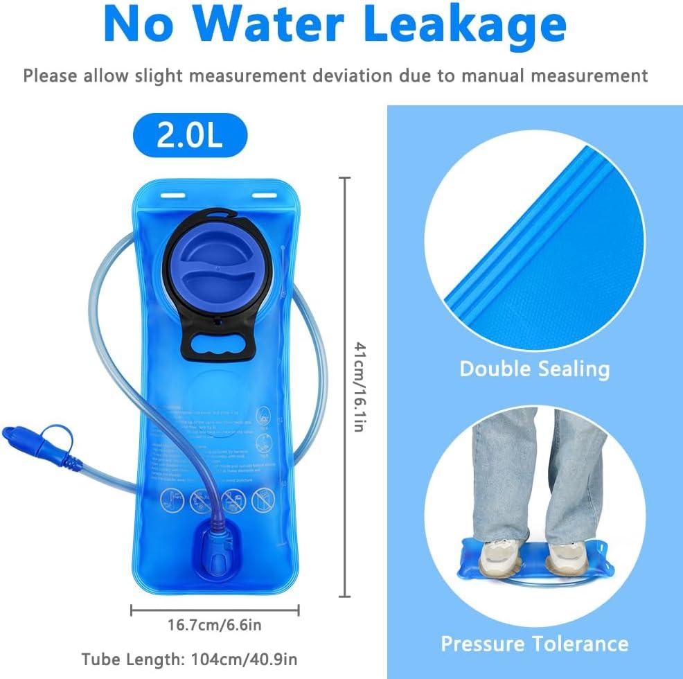 image:imageflintronic Poche Hydratation 2L Poche Eau Rservoir deau de Sport sans BPA Sacs Dhydratation Portable pour la Randonne Camping CyclismeBleu