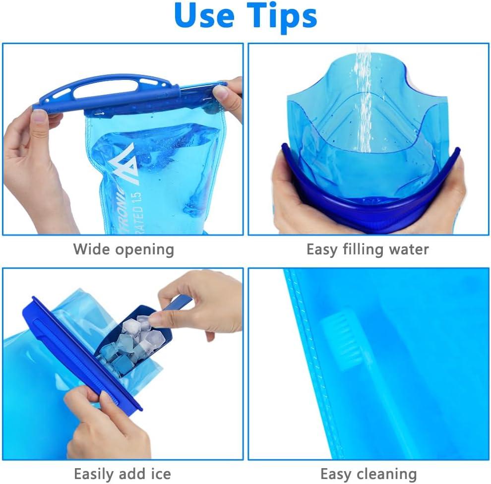 image:imageflintronic Poche Hydratation 2L Poche Eau Rservoir deau de Sport sans BPA Sacs Dhydratation Portable pour la Randonne Camping CyclismeBleu15l