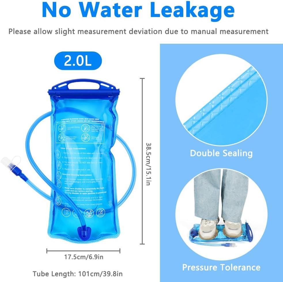 image:imageflintronic Poche Hydratation 2L Poche Eau Rservoir deau de Sport sans BPA Sacs Dhydratation Portable pour la Randonne Camping CyclismeBleua