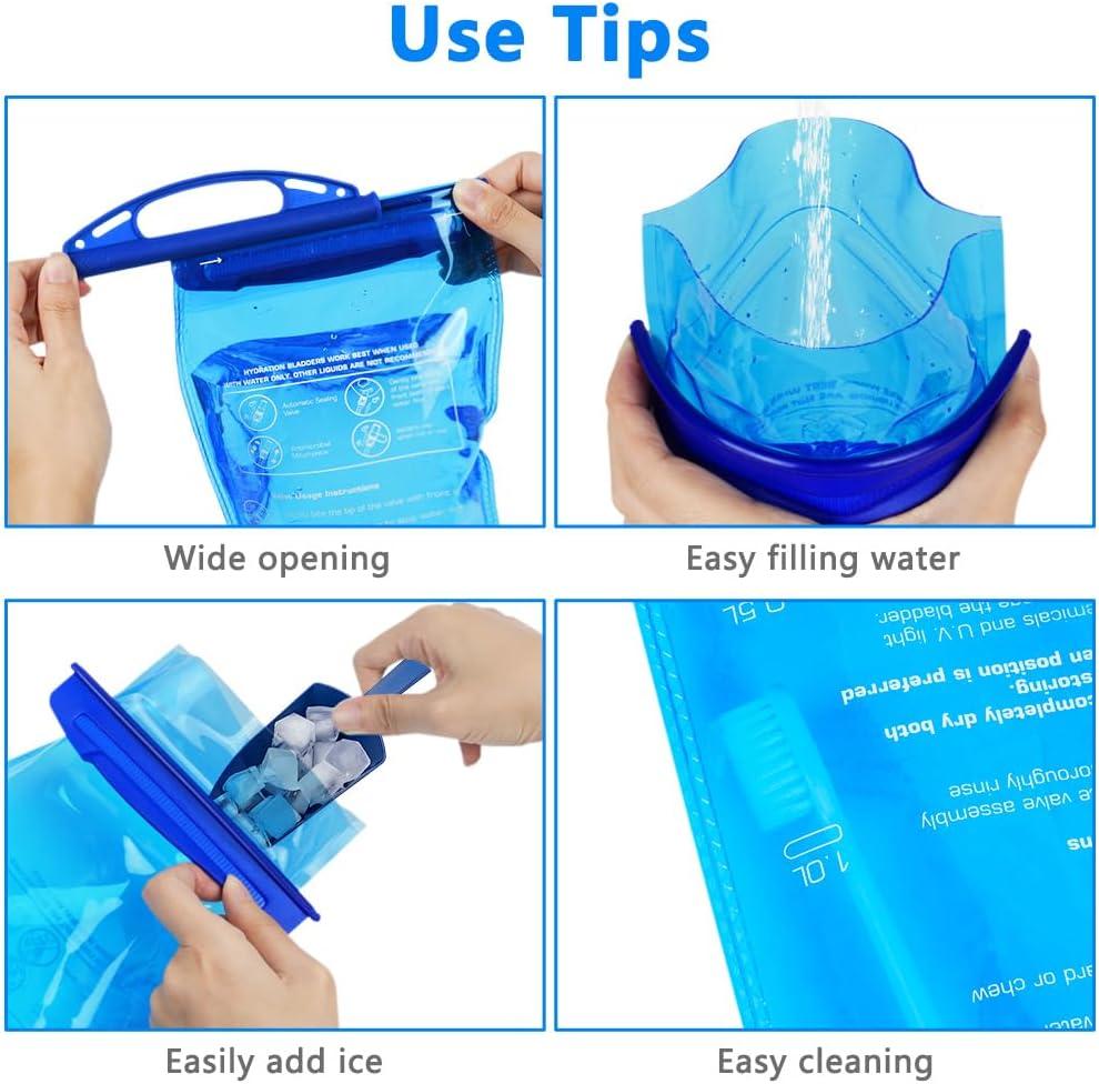 image:imageflintronic Poche Hydratation 2L Poche Eau Rservoir deau de Sport sans BPA Sacs Dhydratation Portable pour la Randonne Camping CyclismeBleua