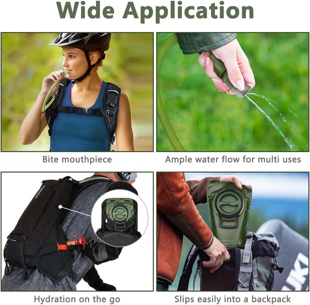 image:imageflintronic Poche Hydratation 2L Poche Eau Rservoir deau de Sport sans BPA Sacs Dhydratation Portable pour la Randonne Camping CyclismeVert