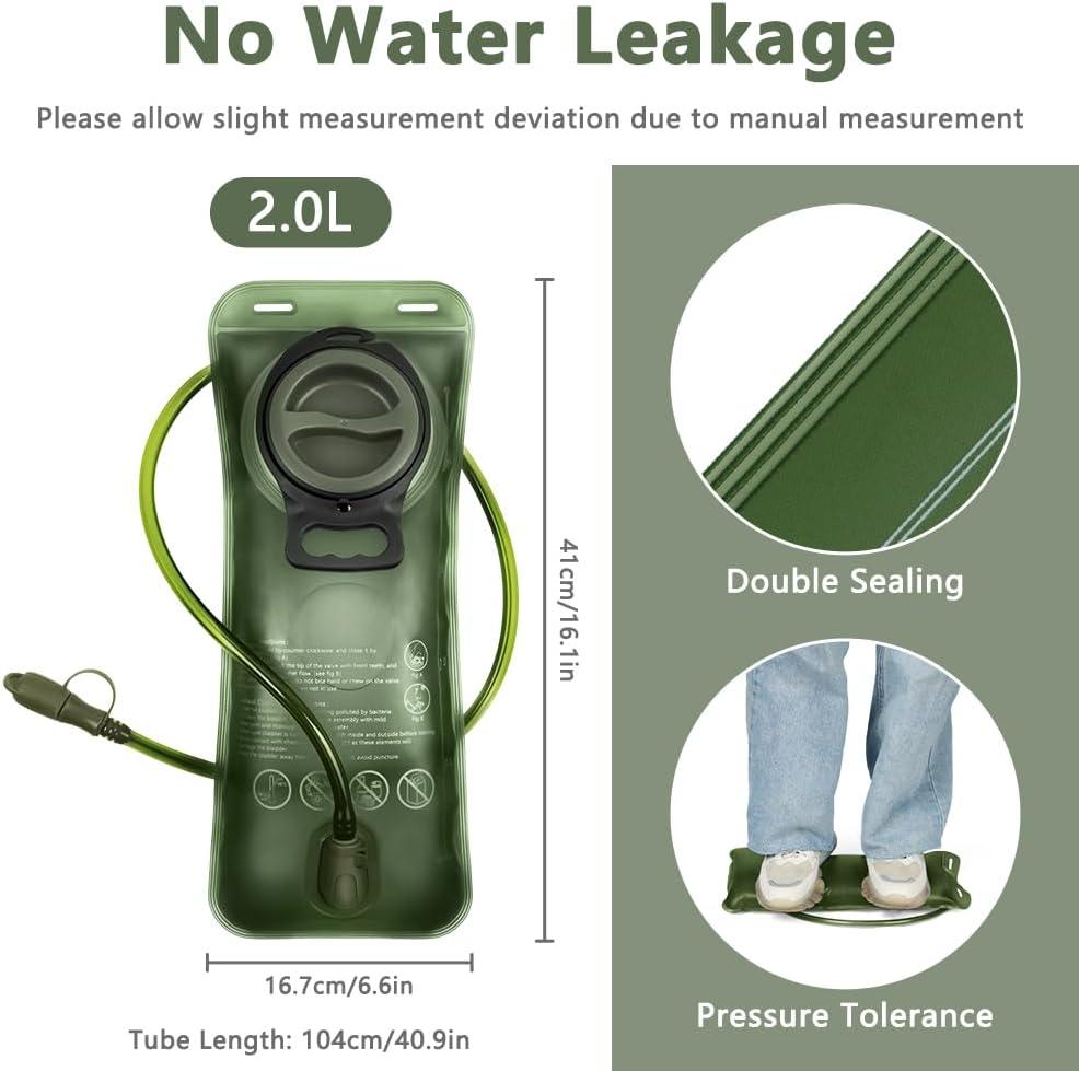 image:imageflintronic Poche Hydratation 2L Poche Eau Rservoir deau de Sport sans BPA Sacs Dhydratation Portable pour la Randonne Camping CyclismeVert