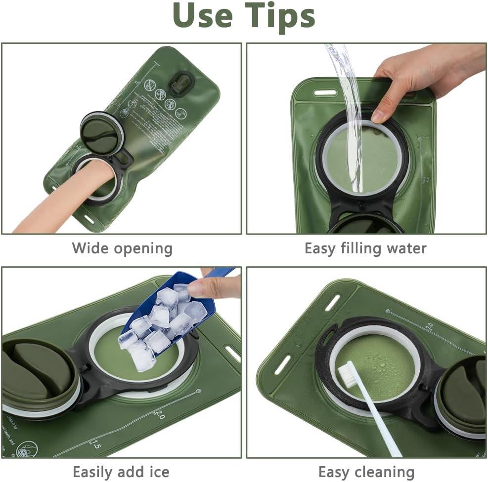 image:imageflintronic Poche Hydratation 2L Poche Eau Rservoir deau de Sport sans BPA Sacs Dhydratation Portable pour la Randonne Camping CyclismeVert