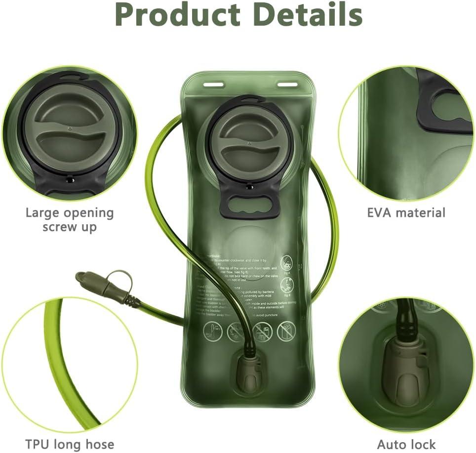 image:imageflintronic Poche Hydratation 2L Poche Eau Rservoir deau de Sport sans BPA Sacs Dhydratation Portable pour la Randonne Camping CyclismeVert