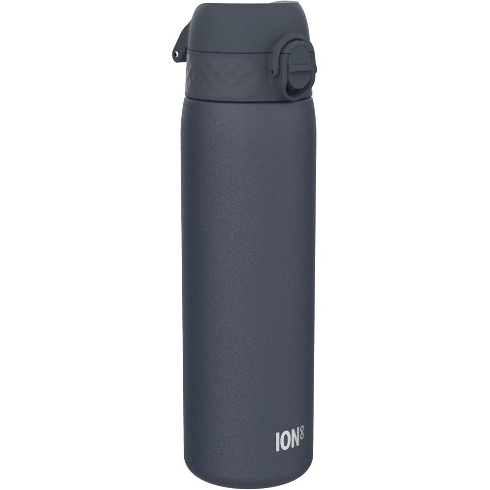 image:imageION8 Gourde Inox Lger 600ml Non Isol AntiFuite Facile Ouvrir Verrouillage Scuris Lavable au LaveVaisselle Poigne de Transport Durable Acier Inoxydable BleuBleu Marine Cendr