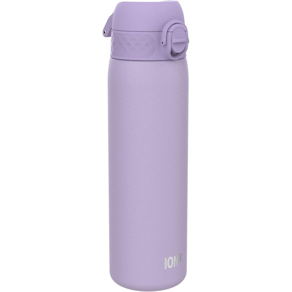 image:imageION8 Gourde Inox Lger 600ml Non Isol AntiFuite Facile Ouvrir Verrouillage Scuris Lavable au LaveVaisselle Poigne de Transport Durable Acier Inoxydable BleuViolet Clair