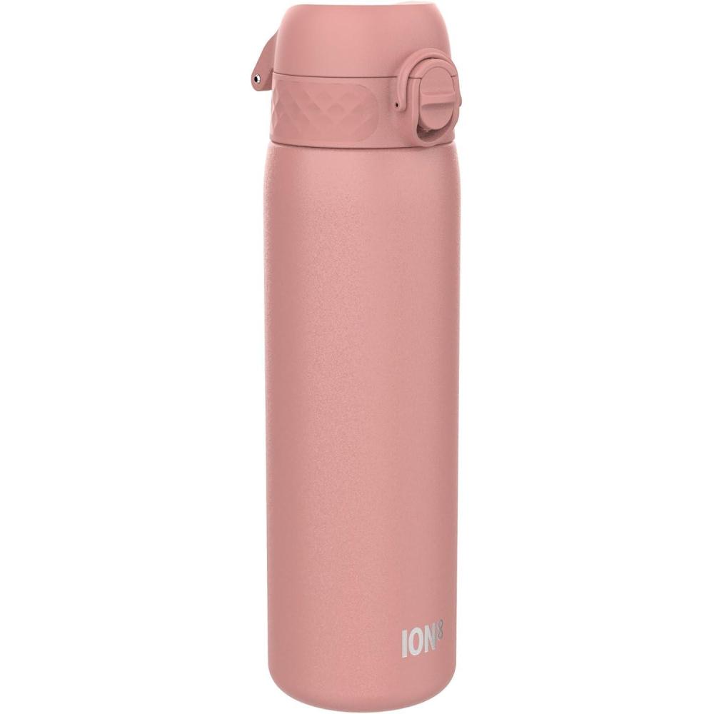 image:imageION8 Gourde Inox Lger 600ml Non Isol AntiFuite Facile Ouvrir Verrouillage Scuris Lavable au LaveVaisselle Poigne de Transport Durable Acier Inoxydable BleuRose Cendr