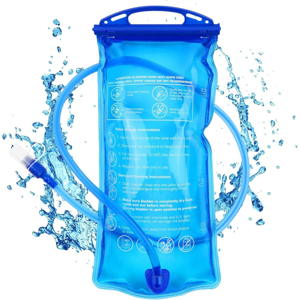 image:imageflintronic Poche Hydratation 2L Poche Eau Rservoir deau de Sport sans BPA Sacs Dhydratation Portable pour la Randonne Camping CyclismeBleua