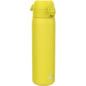 ION8 Gourde Inox Léger, 600ml, Non Isolé, Anti-Fuite, Facile à Ouvrir, Verrouillage Sécurisé, Lavable au Lave-Vaisselle, Poignée de Transport, Durable, Acier Inoxydable, Bleu(Jaune)