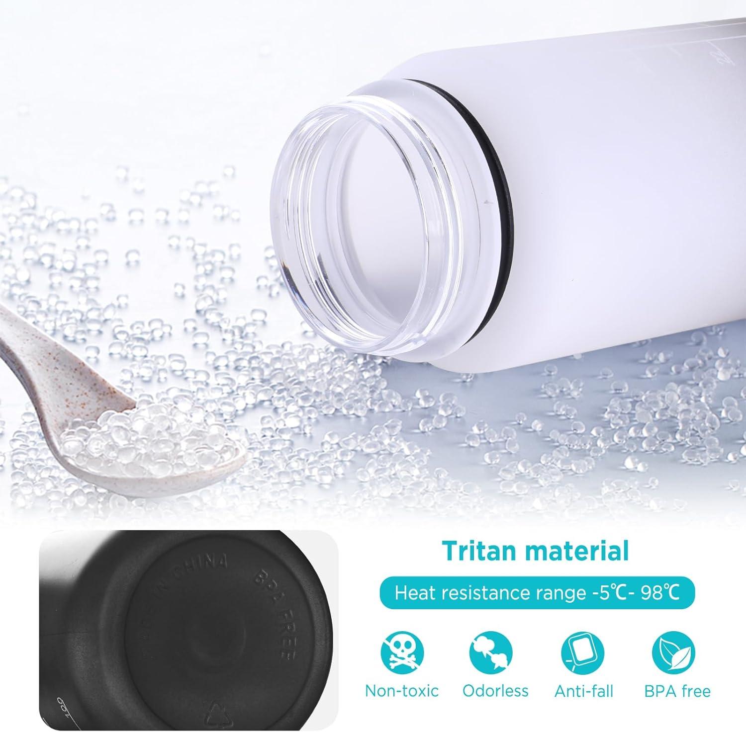 image:imageGeeRic Bouteille deau Bouteille deau de Sport 1000 ML avec chelle et Marqueur de Temps Grande Bouteille deau tanche pour la Salle de Sport en Plein AirNoir et Blanc