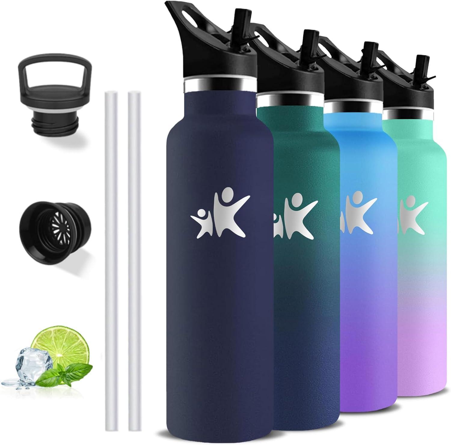 image:imageGourde 1l Gourde Isotherme Sans BPA Bouteille Isotherme Paille Anti Fuite Bouteille Inox Acier Inoxydable 188 Bouteille deau Double Isolation pour Randonne Camping Aptitude SportBleu Fonc