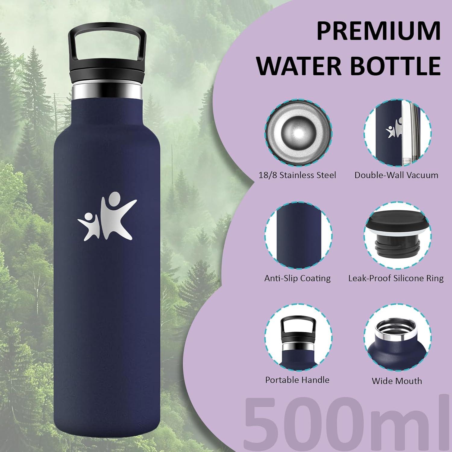 image:imageGourde 1l Gourde Isotherme Sans BPA Bouteille Isotherme Paille Anti Fuite Bouteille Inox Acier Inoxydable 188 Bouteille deau Double Isolation pour Randonne Camping Aptitude SportBleu Fonc