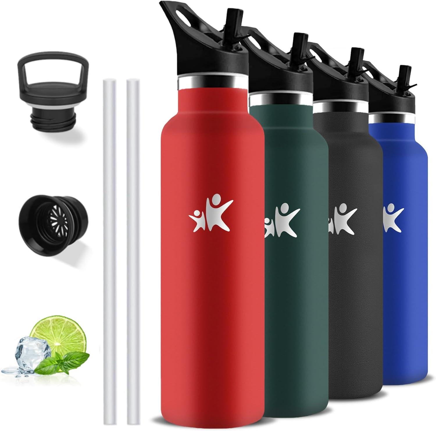 image:imageGourde 1l Gourde Isotherme Sans BPA Bouteille Isotherme Paille Anti Fuite Bouteille Inox Acier Inoxydable 188 Bouteille deau Double Isolation pour Randonne Camping Aptitude SportRouge
