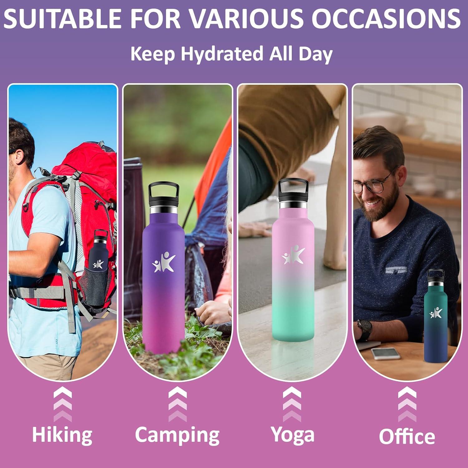 image:imageGourde 1l Gourde Isotherme Sans BPA Bouteille Isotherme Paille Anti Fuite Bouteille Inox Acier Inoxydable 188 Bouteille deau Double Isolation pour Randonne Camping Aptitude SportVioletrose