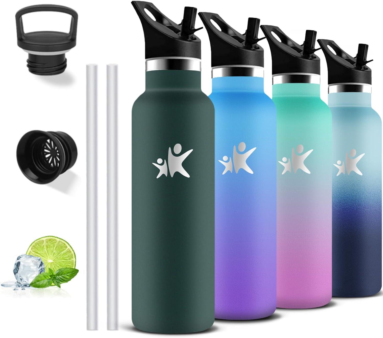 image:imageGourde 1l Gourde Isotherme Sans BPA Bouteille Isotherme Paille Anti Fuite Bouteille Inox Acier Inoxydable 188 Bouteille deau Double Isolation pour Randonne Camping Aptitude SportVert Kaki