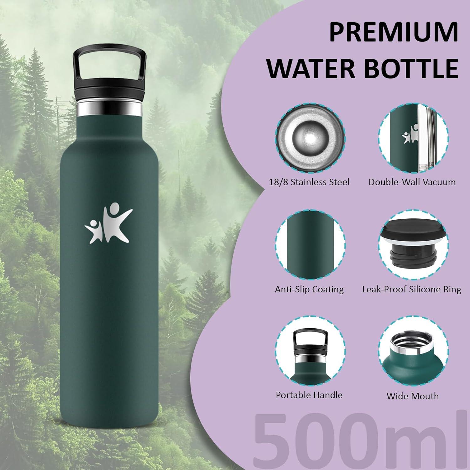 image:imageGourde 1l Gourde Isotherme Sans BPA Bouteille Isotherme Paille Anti Fuite Bouteille Inox Acier Inoxydable 188 Bouteille deau Double Isolation pour Randonne Camping Aptitude SportVert Kaki