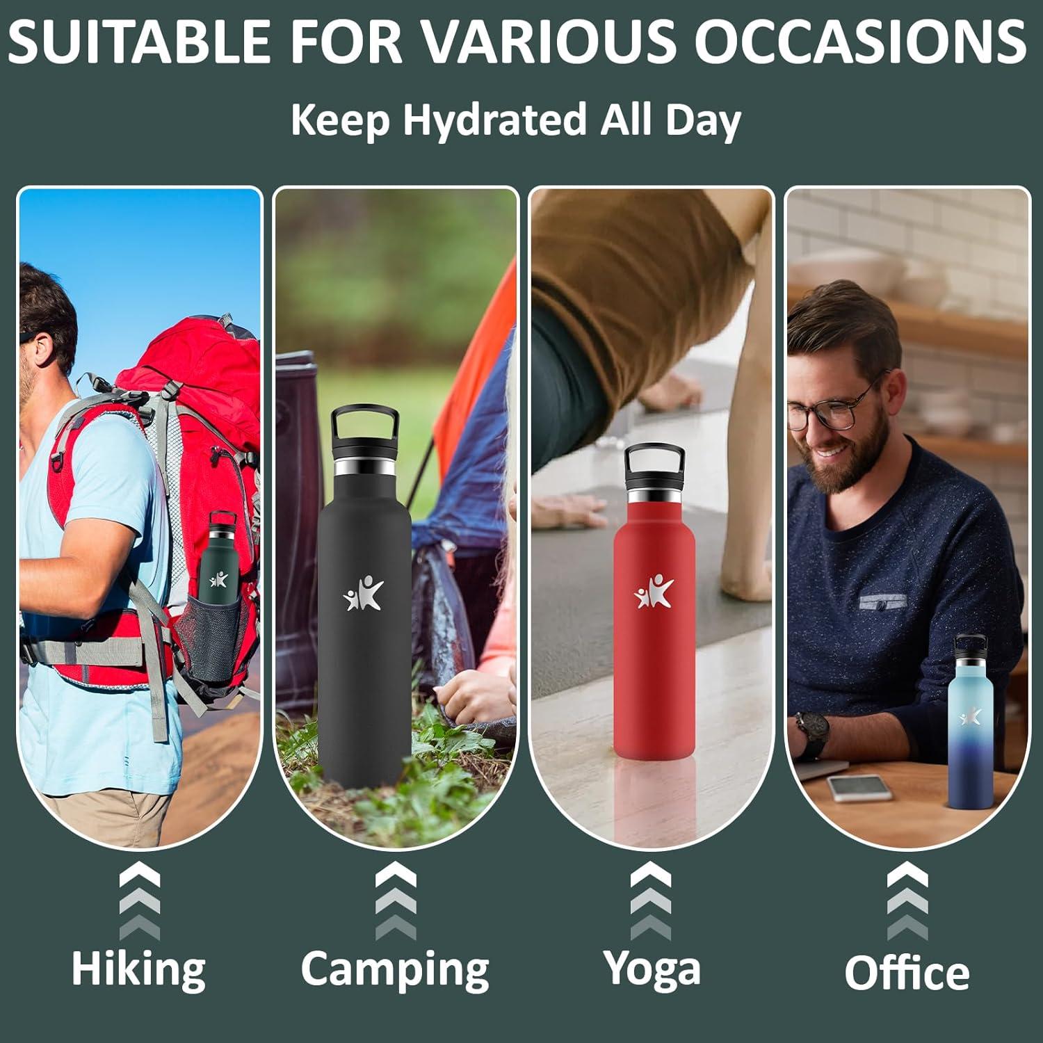 image:imageGourde 1l Gourde Isotherme Sans BPA Bouteille Isotherme Paille Anti Fuite Bouteille Inox Acier Inoxydable 188 Bouteille deau Double Isolation pour Randonne Camping Aptitude SportVert Kaki