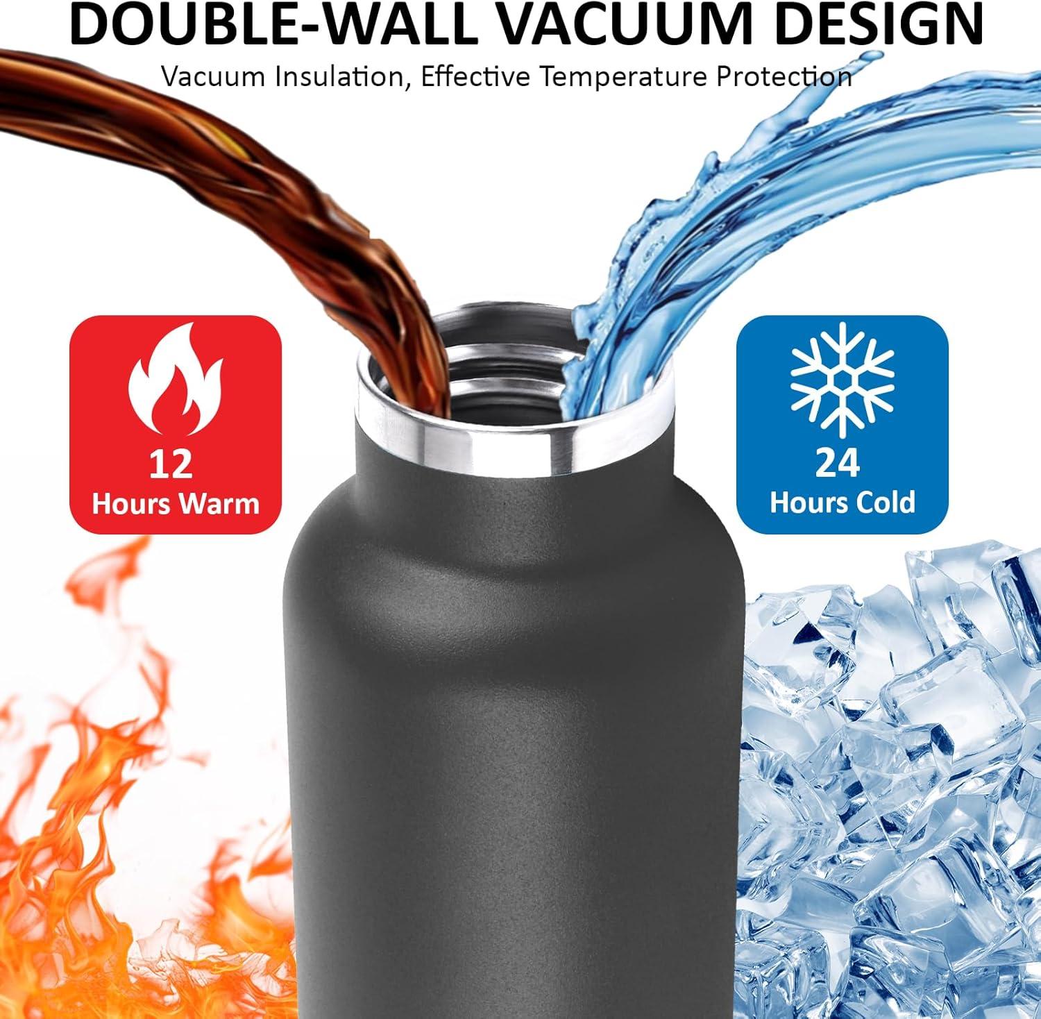 image:imageGourde 1l Gourde Isotherme Sans BPA Bouteille Isotherme Paille Anti Fuite Bouteille Inox Acier Inoxydable 188 Bouteille deau Double Isolation pour Randonne Camping Aptitude SportNoir