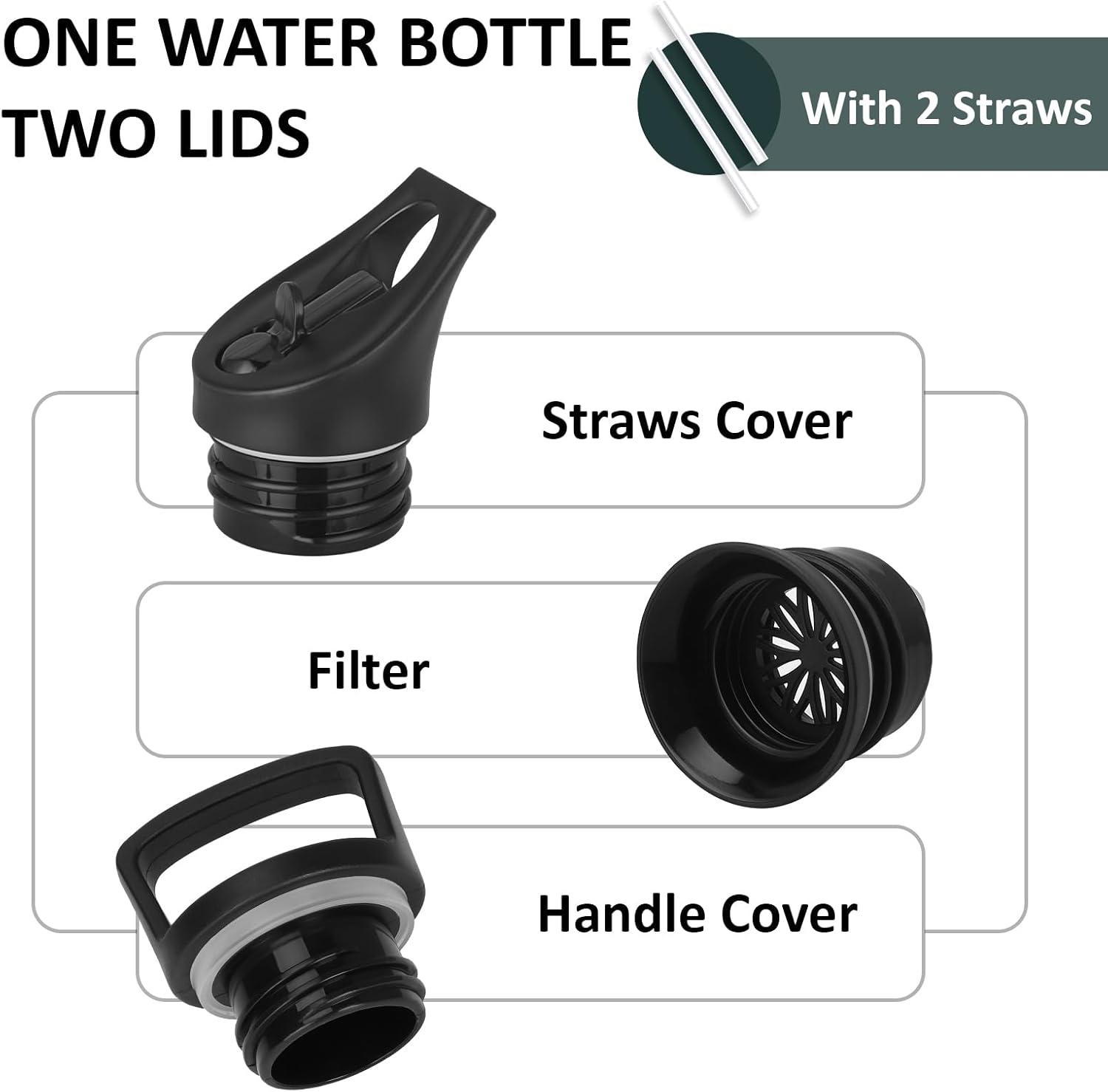 image:imageGourde 1l Gourde Isotherme Sans BPA Bouteille Isotherme Paille Anti Fuite Bouteille Inox Acier Inoxydable 188 Bouteille deau Double Isolation pour Randonne Camping Aptitude SportVert Kaki
