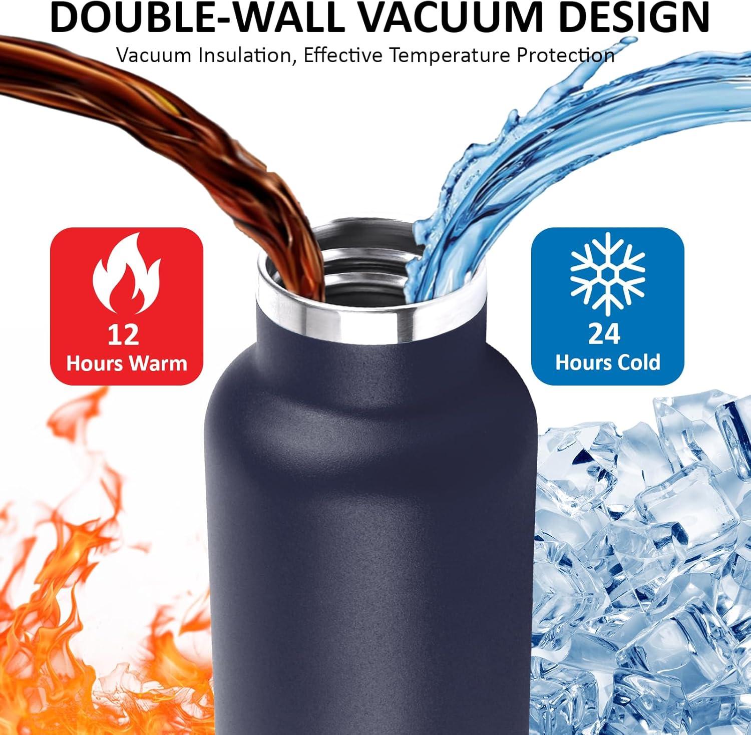 image:imageGourde 1l Gourde Isotherme Sans BPA Bouteille Isotherme Paille Anti Fuite Bouteille Inox Acier Inoxydable 188 Bouteille deau Double Isolation pour Randonne Camping Aptitude SportBleu Fonc