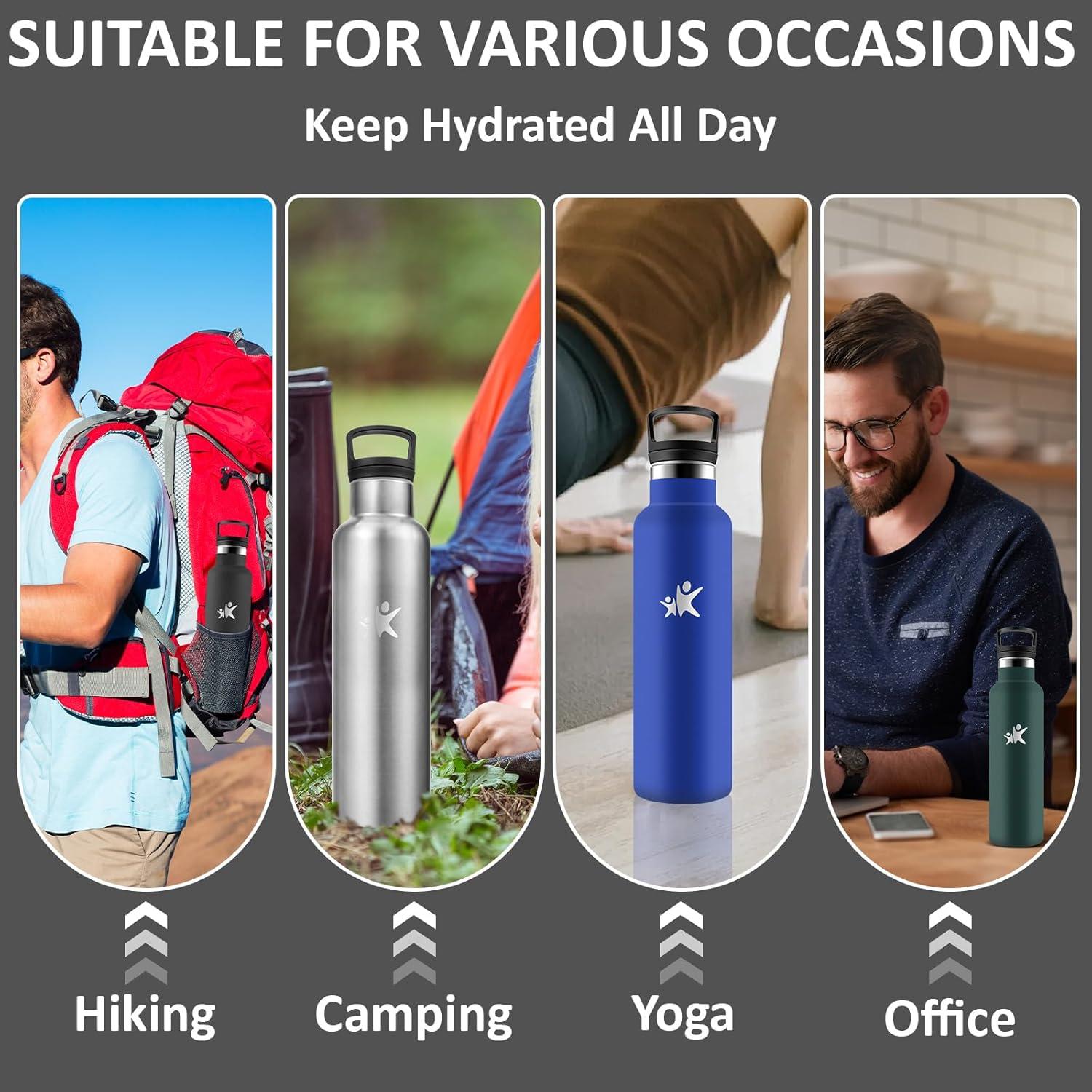 image:imageGourde 1l Gourde Isotherme Sans BPA Bouteille Isotherme Paille Anti Fuite Bouteille Inox Acier Inoxydable 188 Bouteille deau Double Isolation pour Randonne Camping Aptitude SportNoir