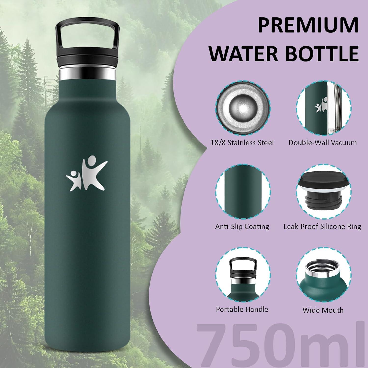 image:imageGourde 1l Gourde Isotherme Sans BPA Bouteille Isotherme Paille Anti Fuite Bouteille Inox Acier Inoxydable 188 Bouteille deau Double Isolation pour Randonne Camping Aptitude SportVert Kaki