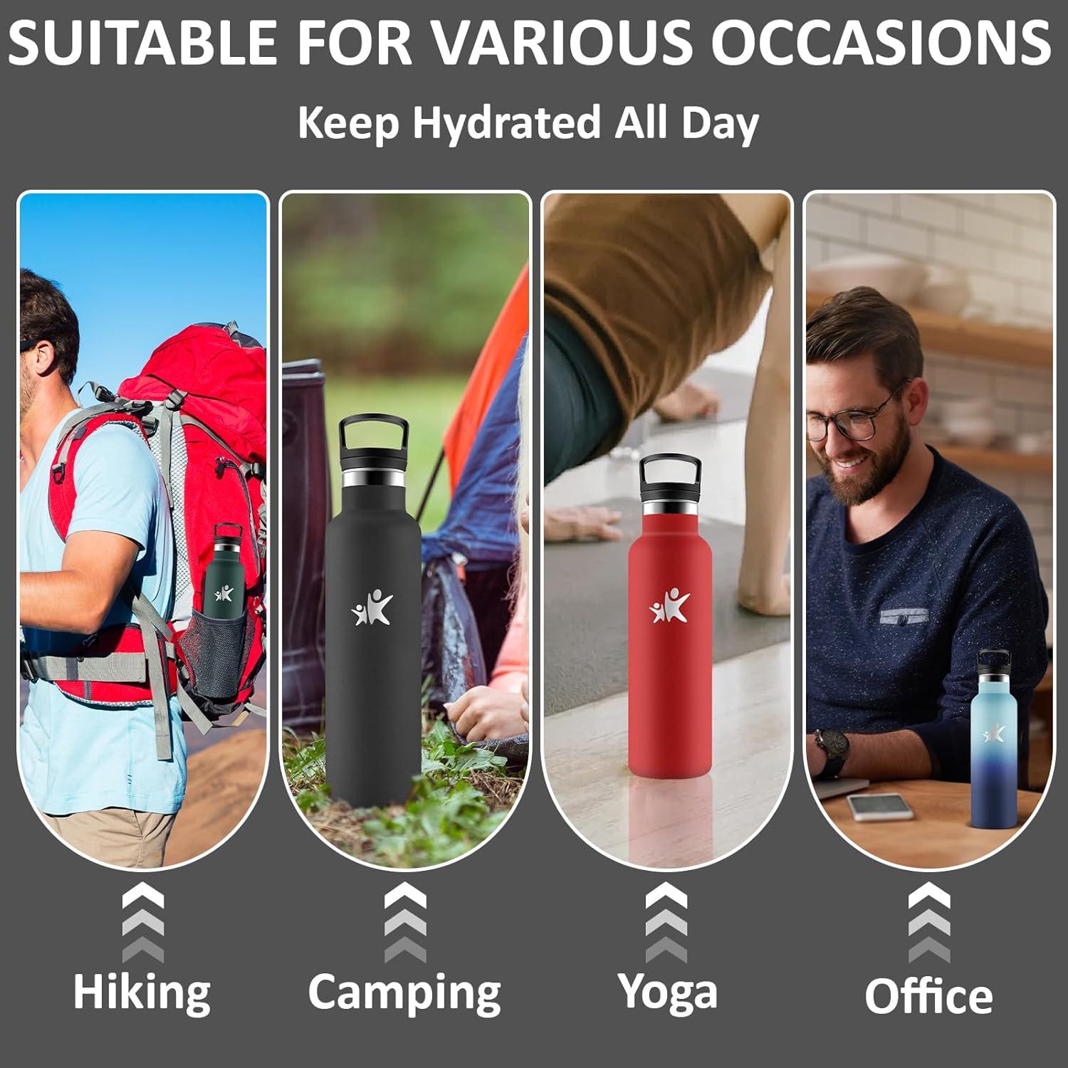image:imageGourde 1l Gourde Isotherme Sans BPA Bouteille Isotherme Paille Anti Fuite Bouteille Inox Acier Inoxydable 188 Bouteille deau Double Isolation pour Randonne Camping Aptitude SportNoir