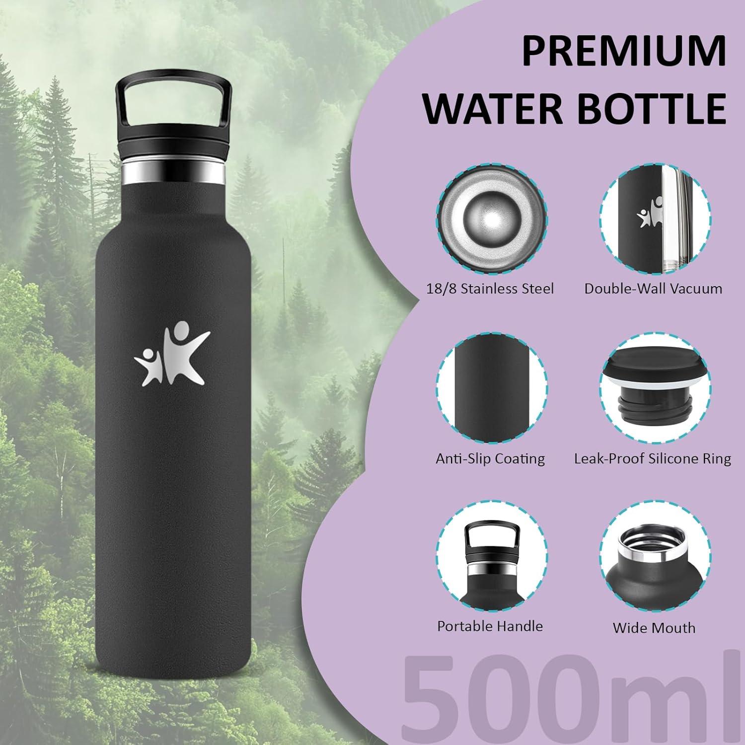 image:imageGourde 1l Gourde Isotherme Sans BPA Bouteille Isotherme Paille Anti Fuite Bouteille Inox Acier Inoxydable 188 Bouteille deau Double Isolation pour Randonne Camping Aptitude SportNoir