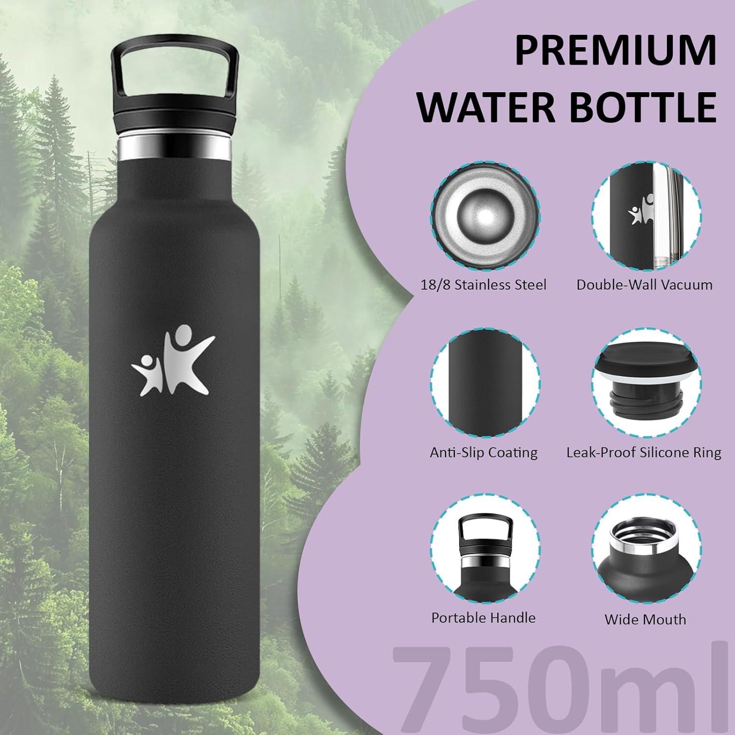 image:imageGourde 1l Gourde Isotherme Sans BPA Bouteille Isotherme Paille Anti Fuite Bouteille Inox Acier Inoxydable 188 Bouteille deau Double Isolation pour Randonne Camping Aptitude SportNoir