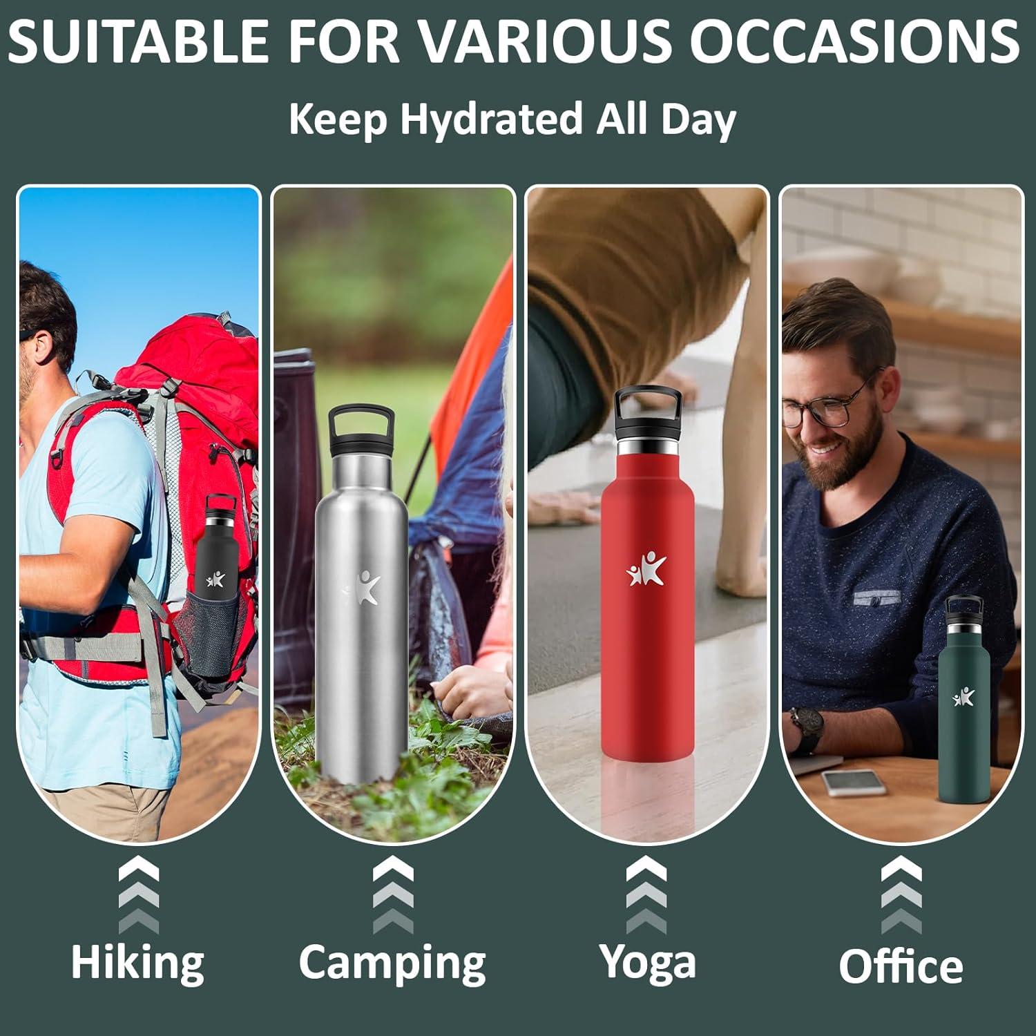 image:imageGourde 1l Gourde Isotherme Sans BPA Bouteille Isotherme Paille Anti Fuite Bouteille Inox Acier Inoxydable 188 Bouteille deau Double Isolation pour Randonne Camping Aptitude SportVert Kaki