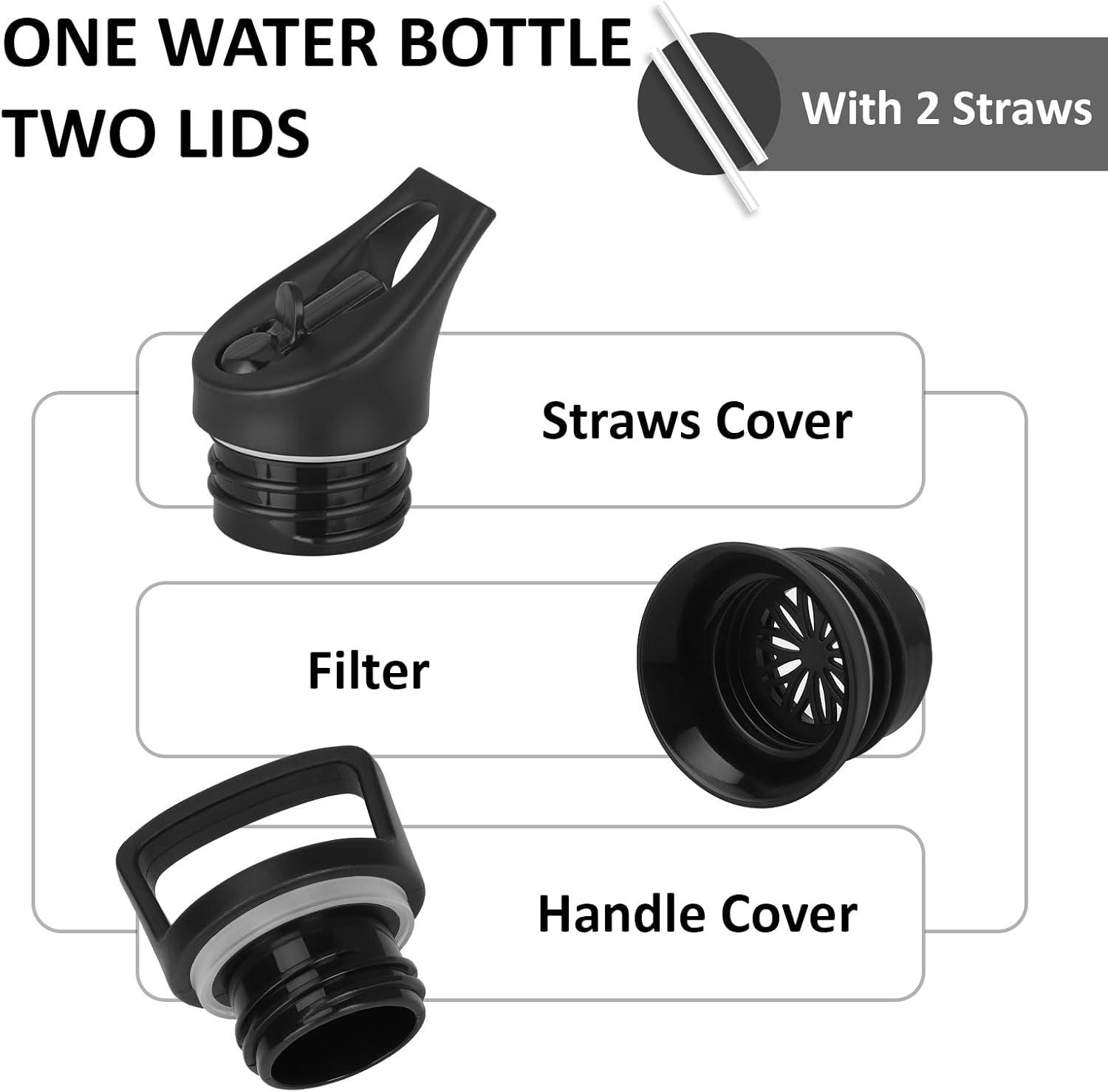 image:imageGourde 1l Gourde Isotherme Sans BPA Bouteille Isotherme Paille Anti Fuite Bouteille Inox Acier Inoxydable 188 Bouteille deau Double Isolation pour Randonne Camping Aptitude SportNoir