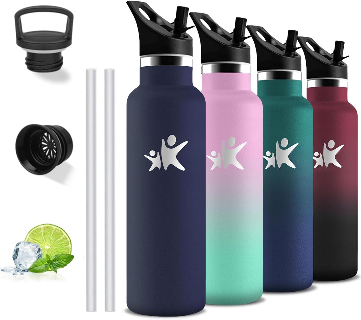 image:imageGourde 1l Gourde Isotherme Sans BPA Bouteille Isotherme Paille Anti Fuite Bouteille Inox Acier Inoxydable 188 Bouteille deau Double Isolation pour Randonne Camping Aptitude SportBleu Fonc