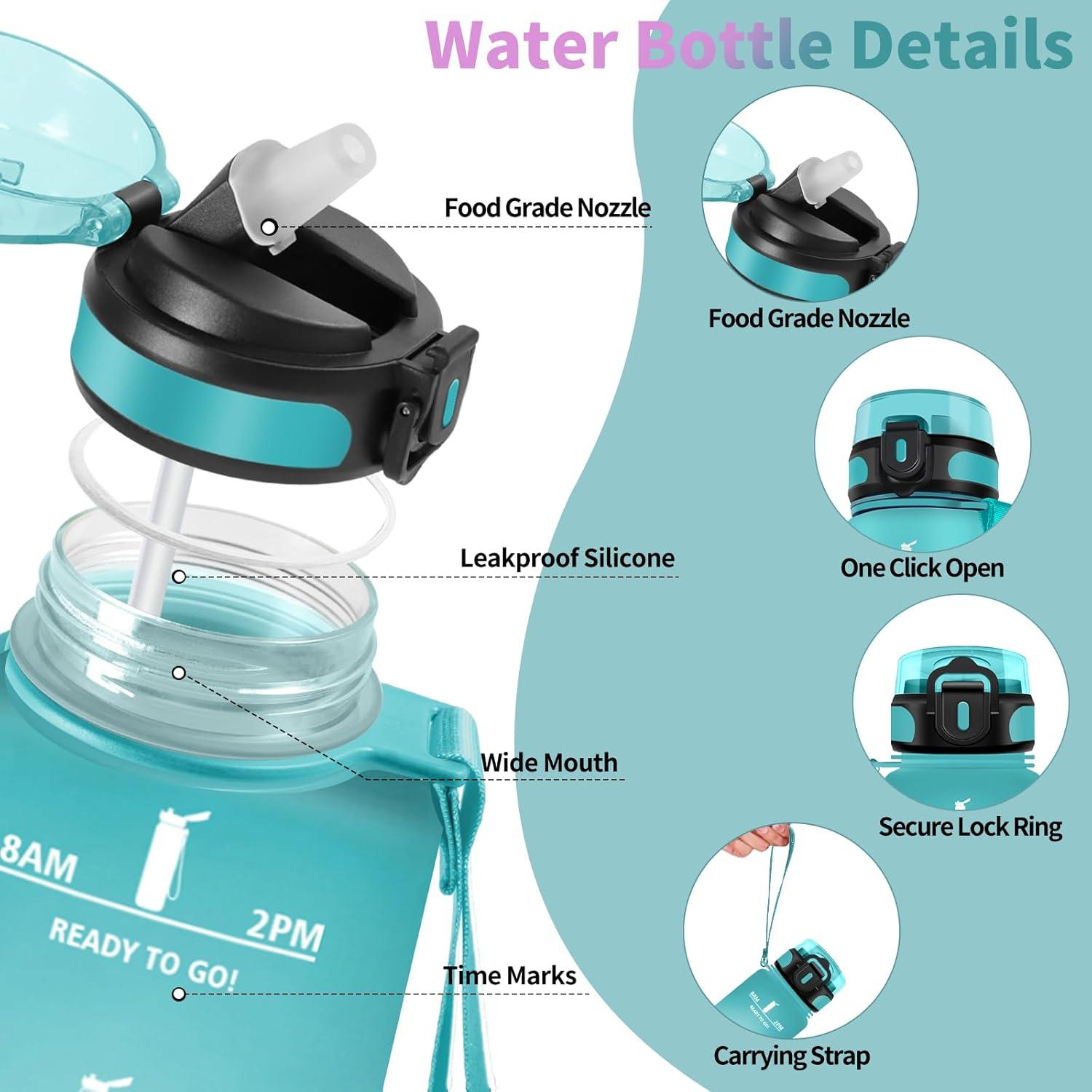 image:imageHoneyHolly Gourde 15L Bouteille Gourde Sport avec Paille Gourde Motivation avec Marqueur de Temps Bouteille deau tanche Bouteille deau pour Randonne Camping Fitness CyclismeVerde Ceramica 500ml