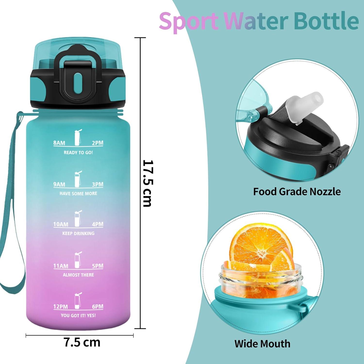 image:imageHoneyHolly Gourde 15L Bouteille Gourde Sport avec Paille Gourde Motivation avec Marqueur de Temps Bouteille deau tanche Bouteille deau pour Randonne Camping Fitness CyclismeVerde Ceramica 500ml
