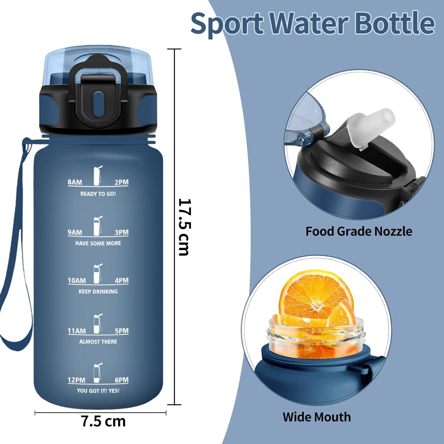 image:imageHoneyHolly Gourde 15L Bouteille Gourde Sport avec Paille Gourde Motivation avec Marqueur de Temps Bouteille deau tanche Bouteille deau pour Randonne Camping Fitness CyclismeBlu Blu 500ml