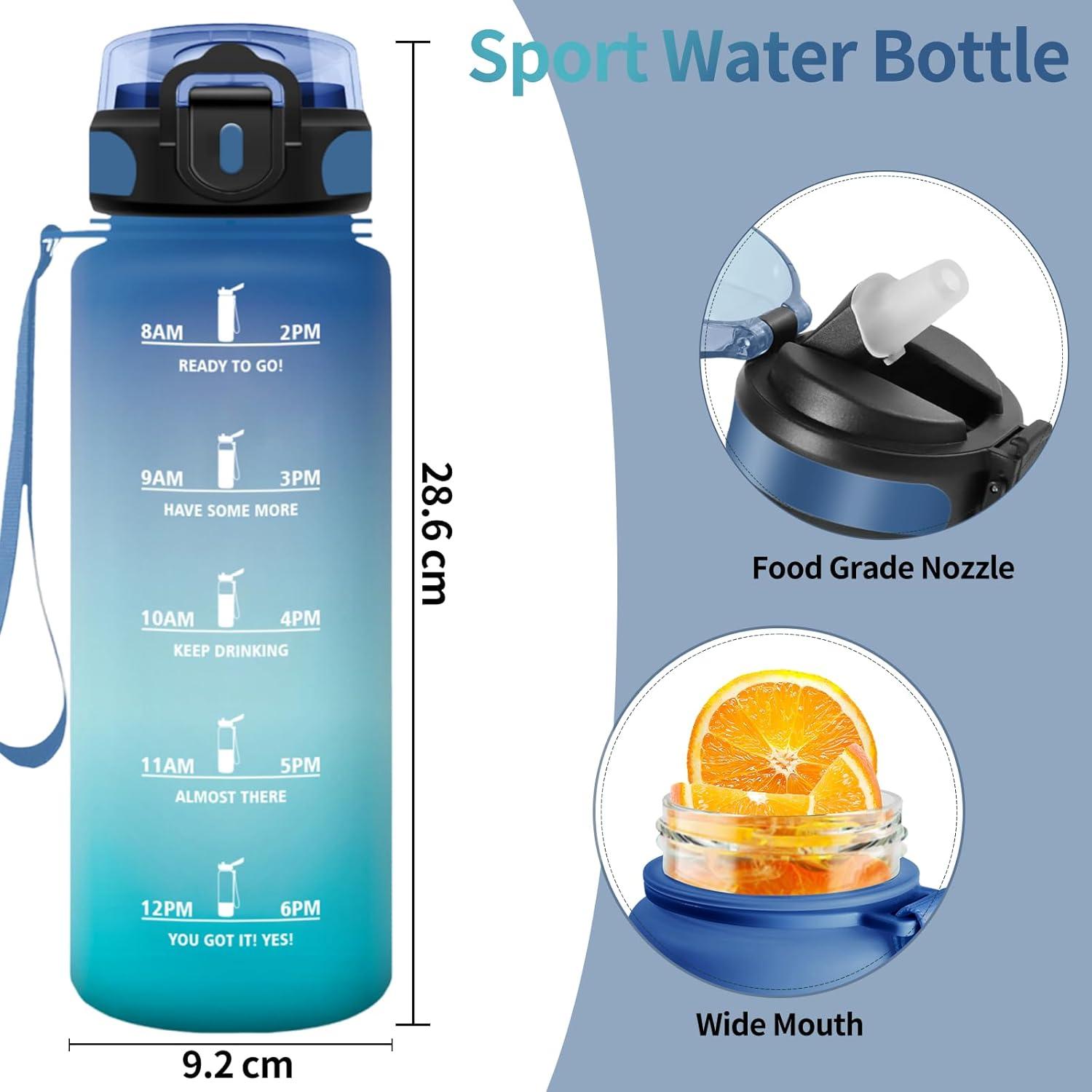 image:imageHoneyHolly Gourde 15L Bouteille Gourde Sport avec Paille Gourde Motivation avec Marqueur de Temps Bouteille deau tanche Bouteille deau pour Randonne Camping Fitness CyclismeBlu Viola 1500ml