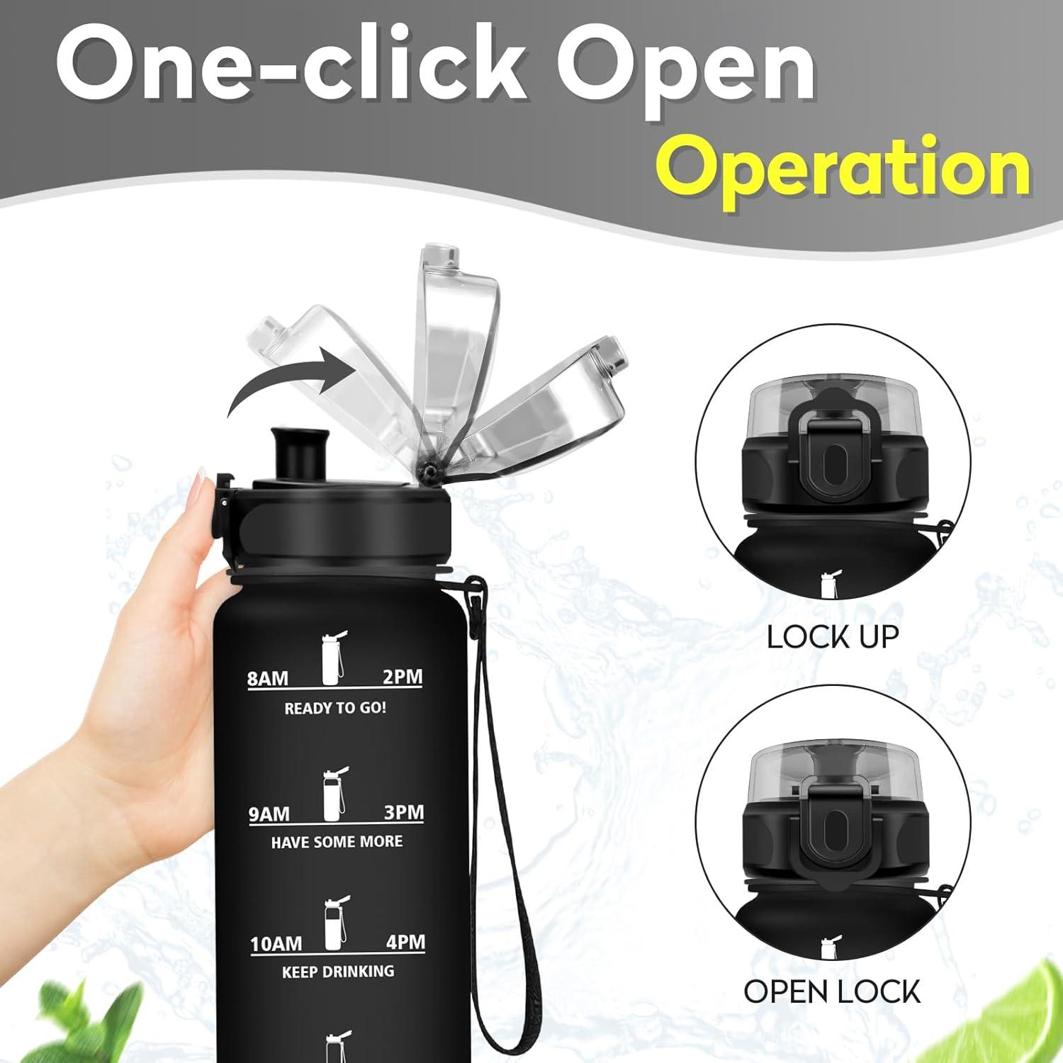 image:imageKollyKolla Gourde 15L Gourde Sport Bouteille Gym tanche ampamp Rutilisable Bouteille deau avec Marqueur de Temps Gourdes Gradue pour 1 Journee sans BPA lcole Voyage Camping Randonne17oz500ml Mat Noir
