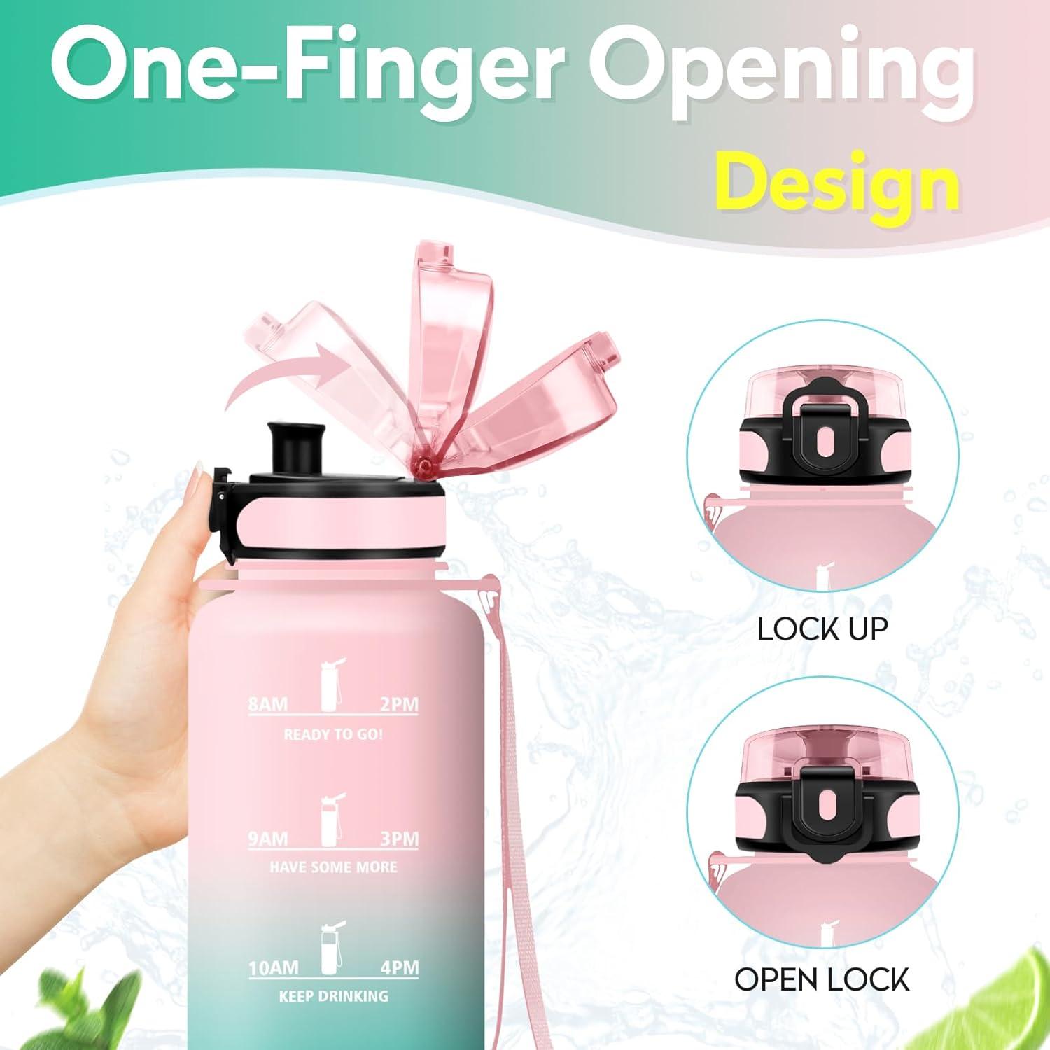 image:imageKollyKolla Gourde 15L Gourde Sport Bouteille Gym tanche ampamp Rutilisable Bouteille deau avec Marqueur de Temps Gourdes Gradue pour 1 Journee sans BPA lcole Voyage Camping Randonne50oz1500ml Rose Cyan