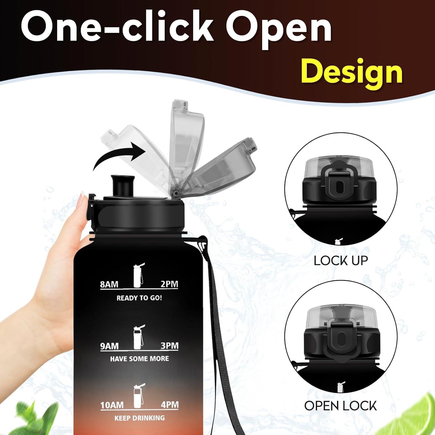 image:imageKollyKolla Gourde 15L Gourde Sport Bouteille Gym tanche ampamp Rutilisable Bouteille deau avec Marqueur de Temps Gourdes Gradue pour 1 Journee sans BPA lcole Voyage Camping Randonne50oz1500ml Noir Rouge