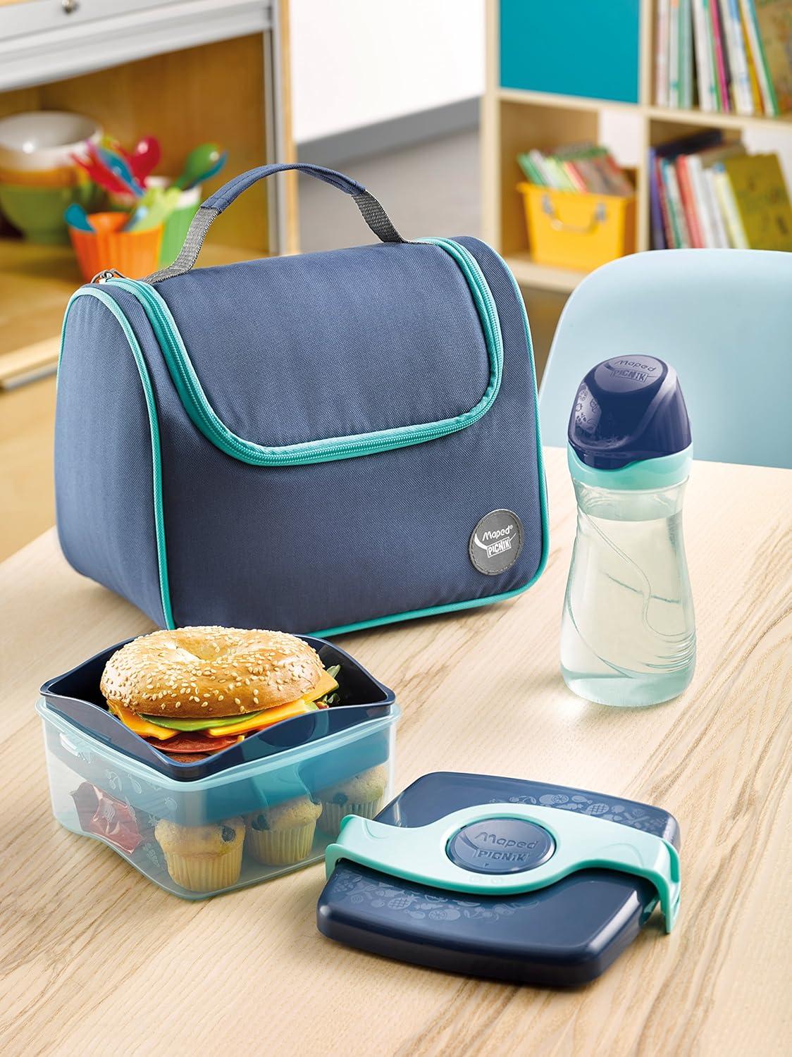 image:imageMaped Picnik Origins Gourde pour Enfants avec Capuchon de Protection Systme AntiGouttes et Etanche en Plastique Sans BPA Rose 430mlBleu