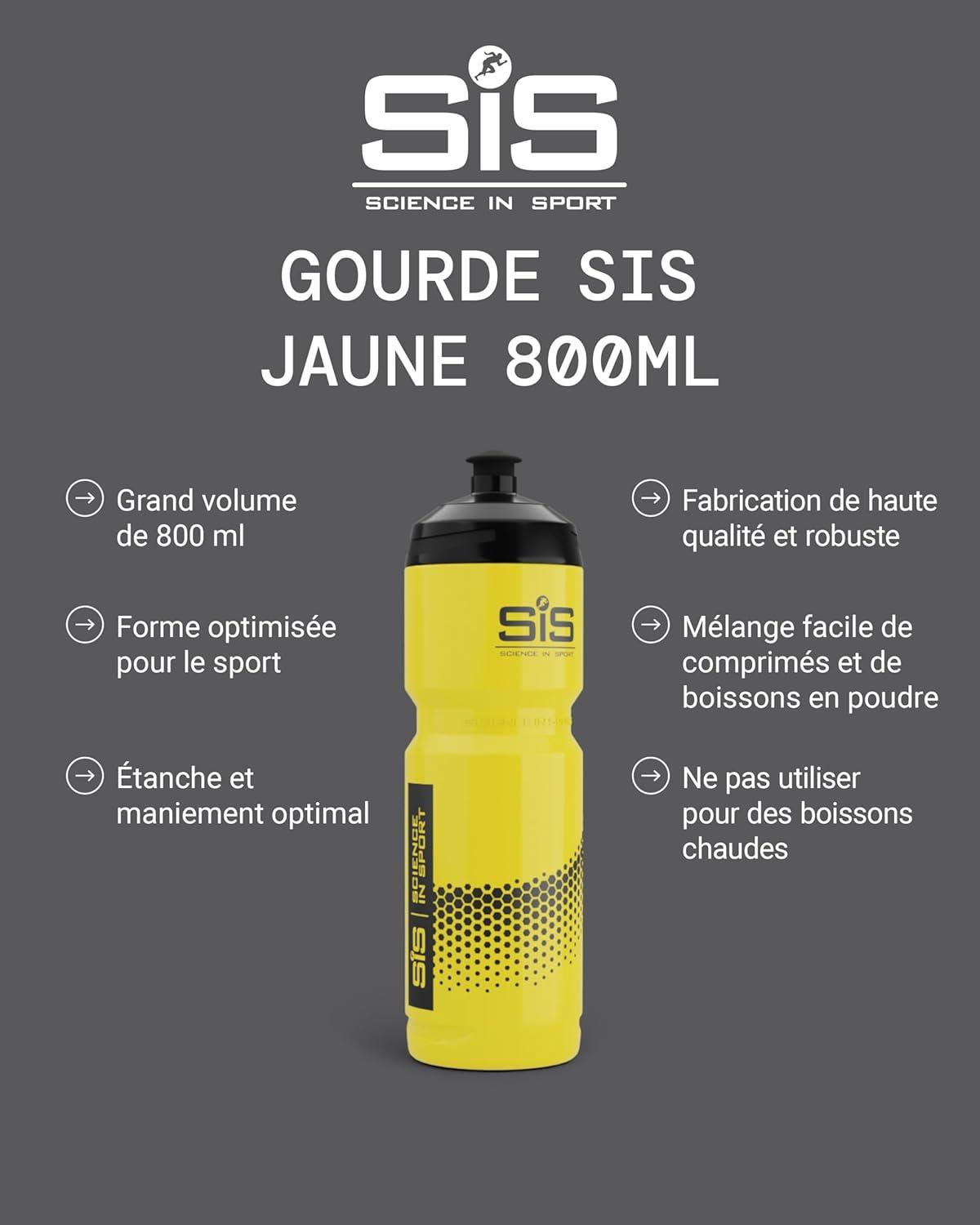 image:imageScience in Sport Bouteille de Boisson Jaune 800ml Avec Systme de Mlange Facile Unique Bouteille dEau pour Vlo Fitness Randonne et Travail Lavable au LaveVaisselleJaune