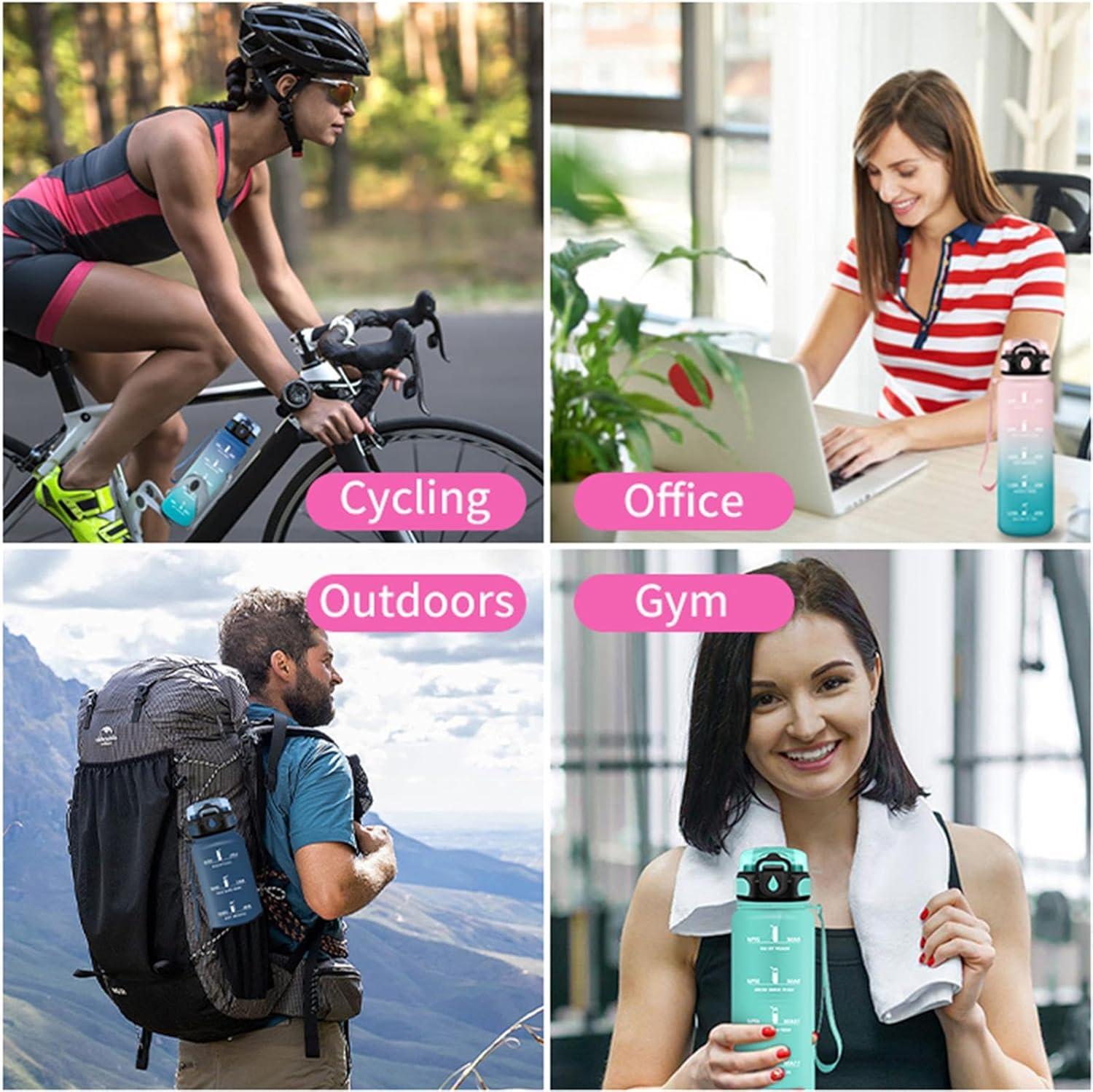 image:imageVikaster Bouteille deau Gourde 500ml1000ml1500ml sans BPA tanche ampamp Rutilisable Convient Pour la Sport Gourde Randonne Yoga Camping GymAviolet Clair