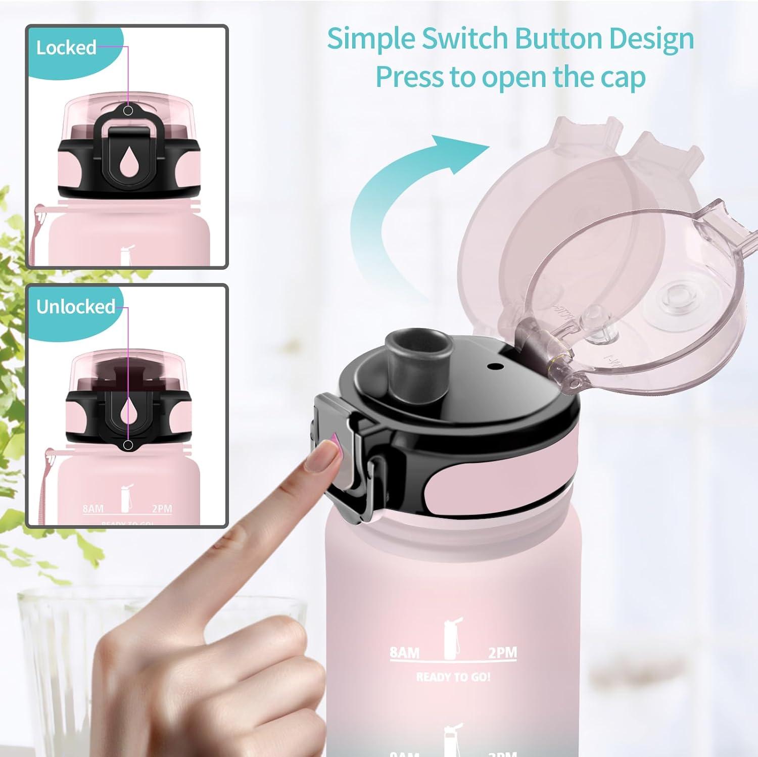 image:imageVikaster Bouteille deau Gourde 500ml1000ml1500ml sans BPA tanche ampamp Rutilisable Convient Pour la Sport Gourde Randonne Yoga Camping GymBrose Cyan