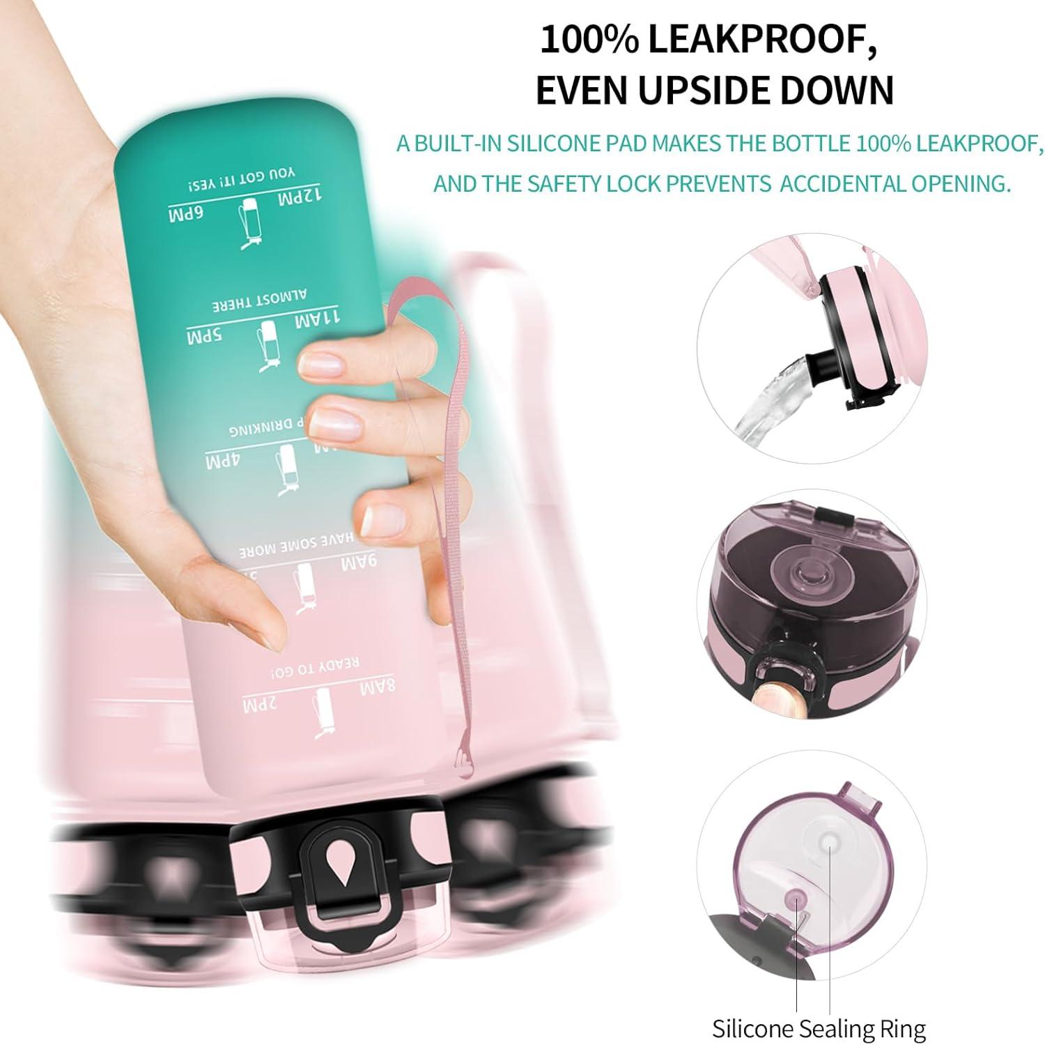 image:imageVikaster Bouteille deau Gourde 500ml1000ml1500ml sans BPA tanche ampamp Rutilisable Convient Pour la Sport Gourde Randonne Yoga Camping GymBrose Cyan