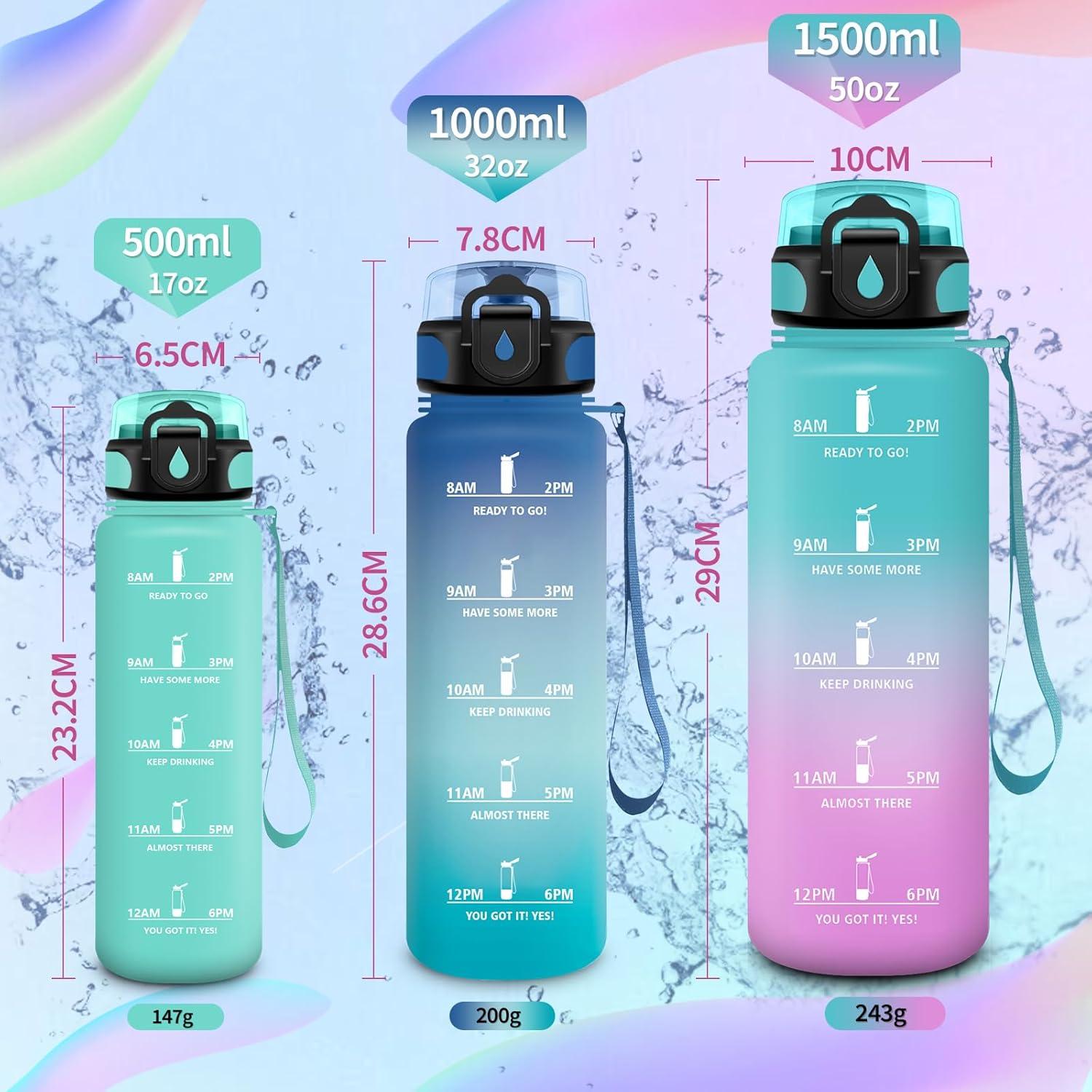 image:imageVikaster Bouteille deau Gourde 500ml1000ml1500ml sans BPA tanche ampamp Rutilisable Convient Pour la Sport Gourde Randonne Yoga Camping GymBrose Jaune