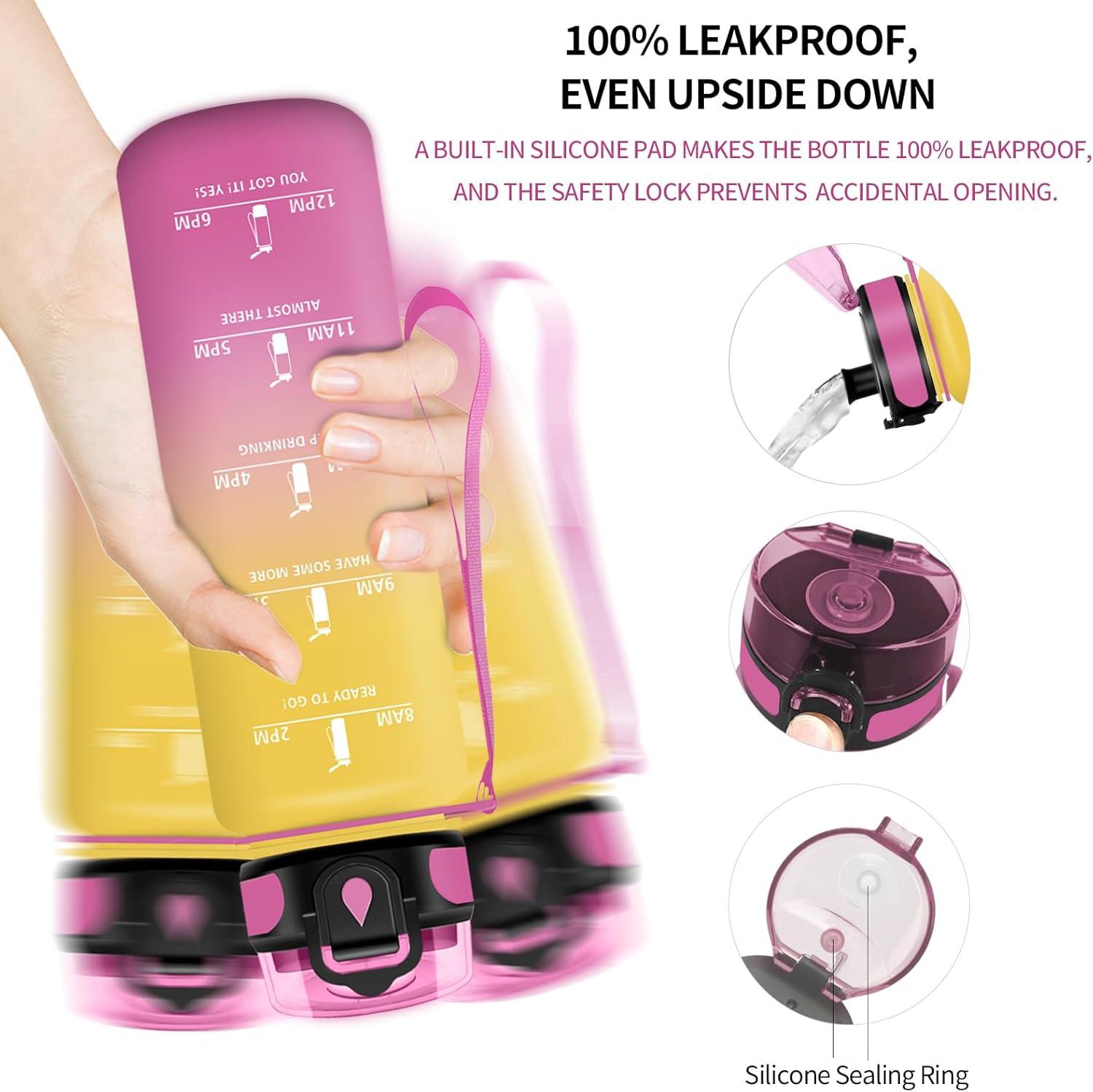 image:imageVikaster Bouteille deau Gourde 500ml1000ml1500ml sans BPA tanche ampamp Rutilisable Convient Pour la Sport Gourde Randonne Yoga Camping GymBrose Jaune