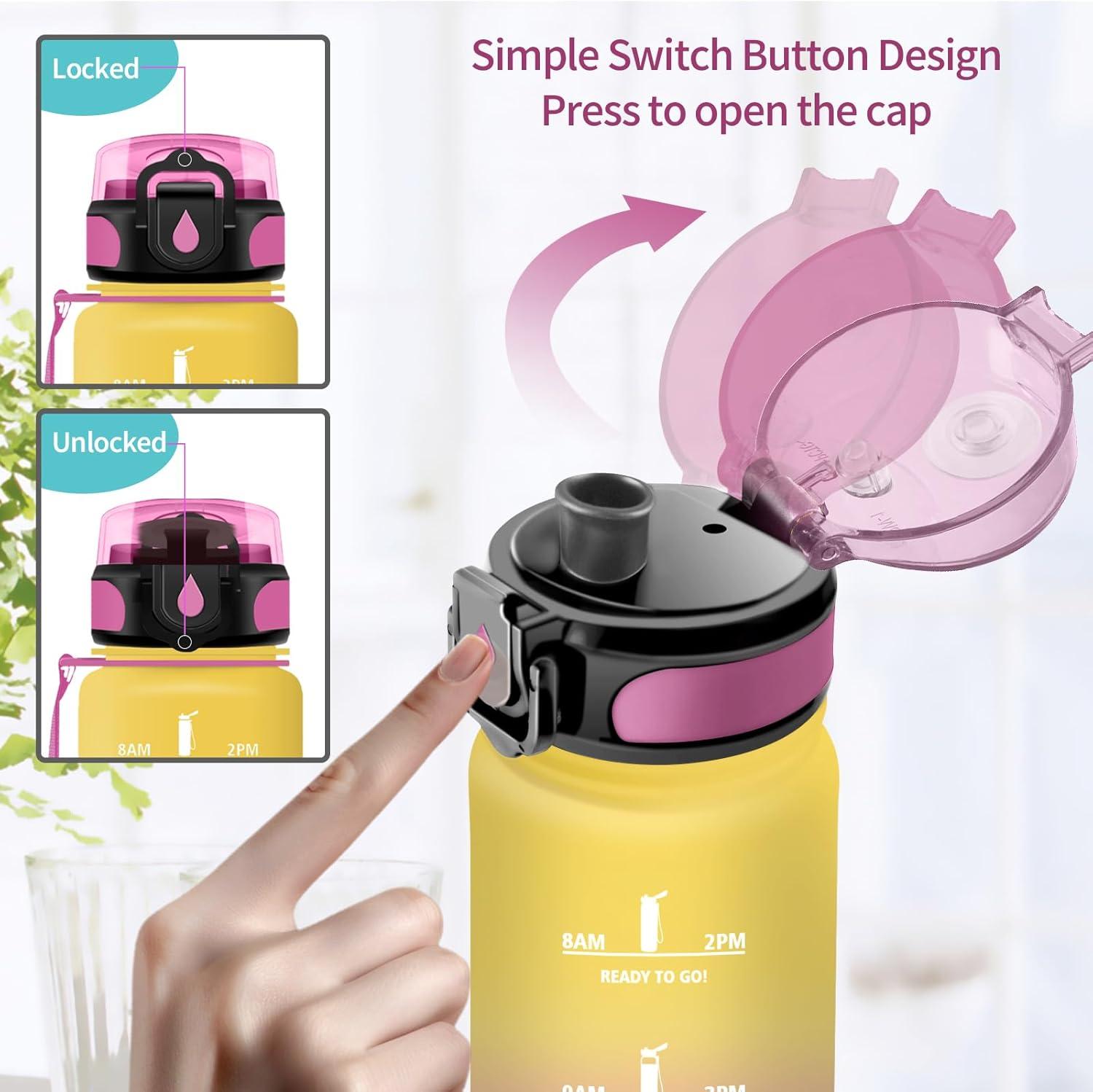 image:imageVikaster Bouteille deau Gourde 500ml1000ml1500ml sans BPA tanche ampamp Rutilisable Convient Pour la Sport Gourde Randonne Yoga Camping GymBrose Jaune