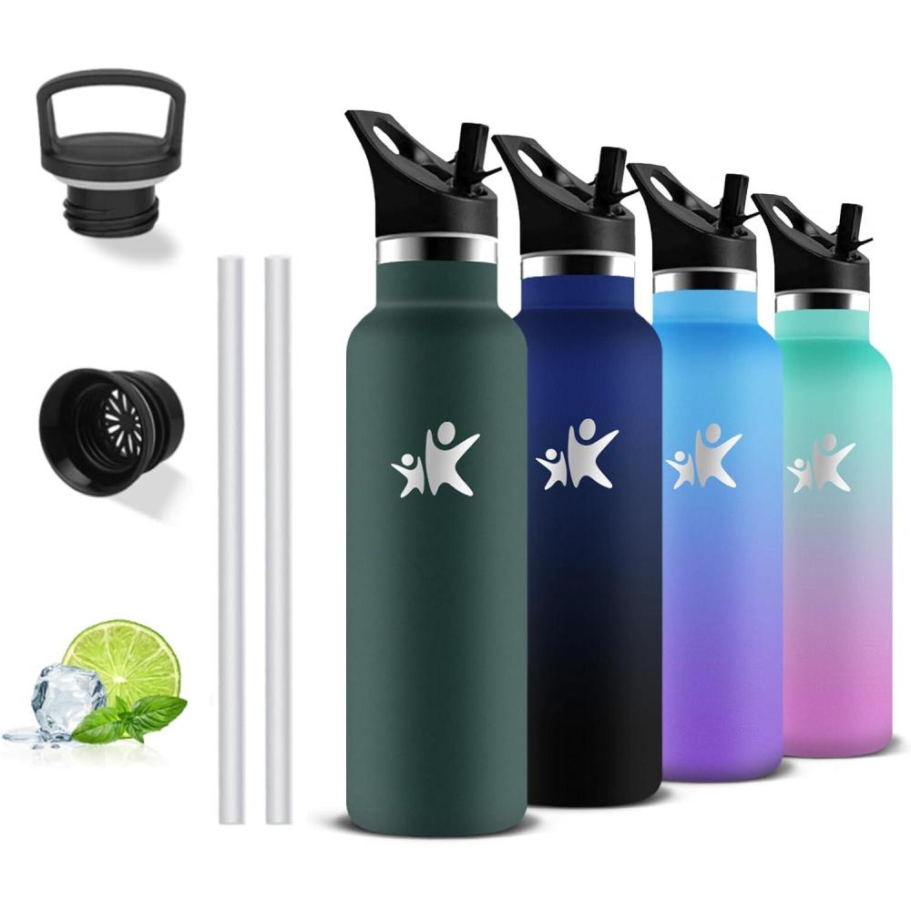 image:imageGourde 1l Gourde Isotherme Sans BPA Bouteille Isotherme Paille Anti Fuite Bouteille Inox Acier Inoxydable 188 Bouteille deau Double Isolation pour Randonne Camping Aptitude SportVert Kaki